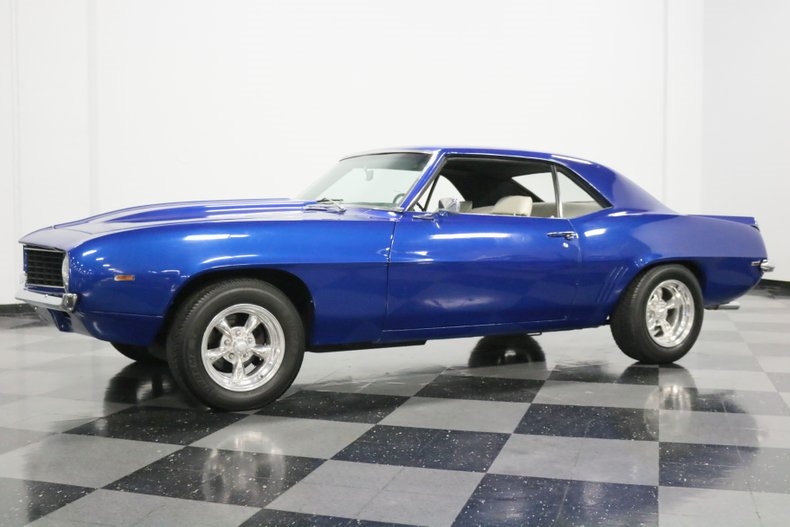 Blue 1969 Chevrolet Camaro Coupe with White interior