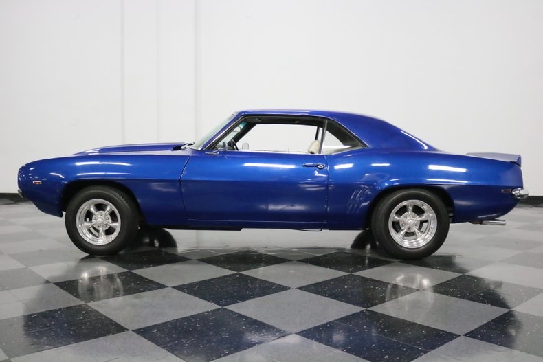 Blue 1969 Chevrolet Camaro Coupe with White interior