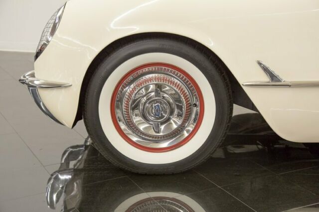White 1954 Chevrolet Corvette Convertible with Red interior