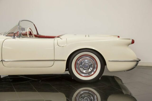 White 1954 Chevrolet Corvette Convertible with Red interior