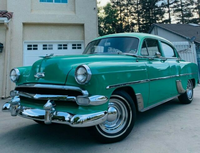 Green with off white 1954 Chevrolet Bel Air/150/210 Sedan with Tan interior