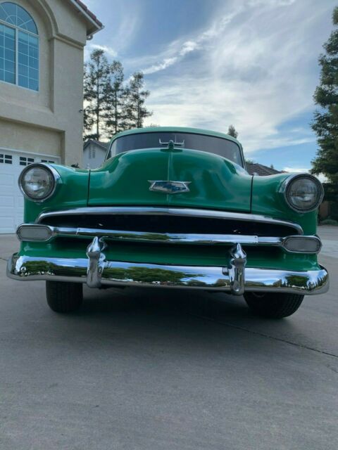 Green with off white 1954 Chevrolet Bel Air/150/210 Sedan with Tan interior