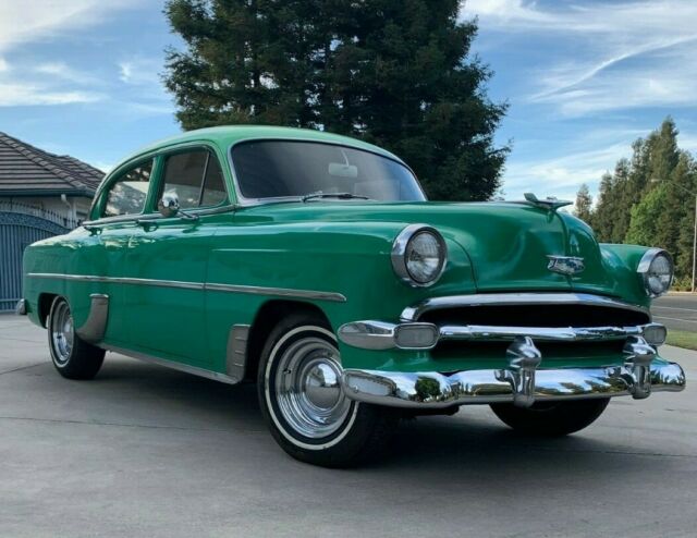 Green with off white 1954 Chevrolet Bel Air/150/210 Sedan with Tan interior