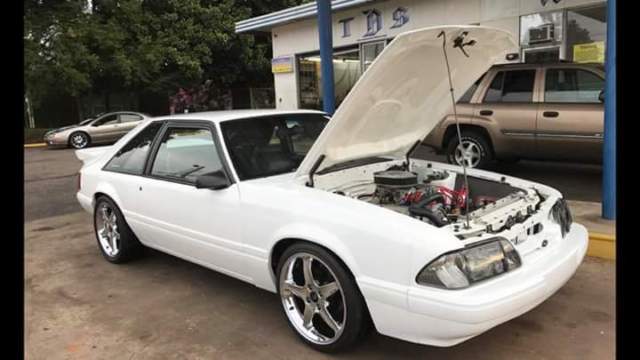 WHITE 1989 Ford Mustang Hatchback with BLACK interior