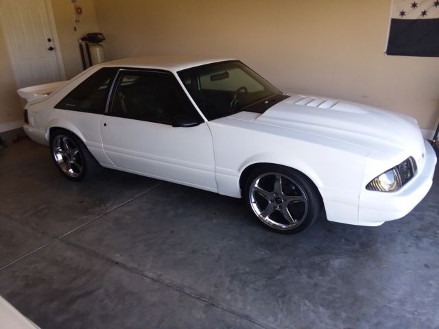 WHITE 1989 Ford Mustang Hatchback with BLACK interior