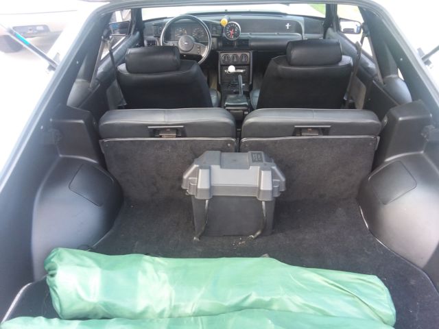 WHITE 1989 Ford Mustang Hatchback with BLACK interior