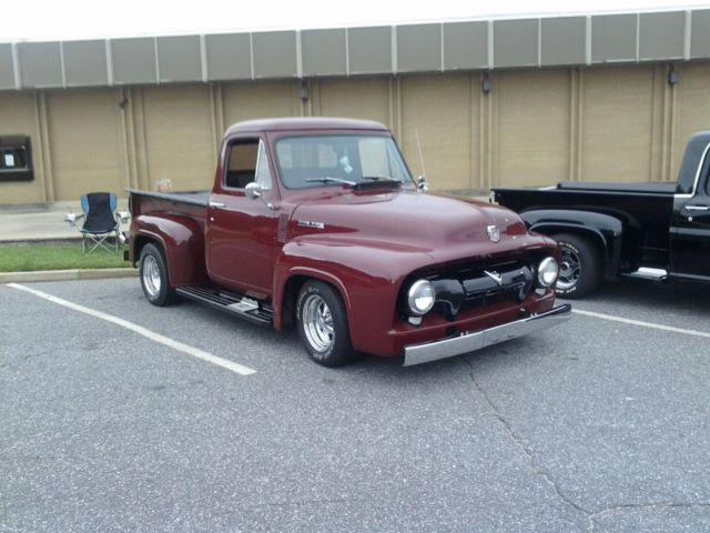 Burgundy 1954 Ford F100 Standard Cab Pickup with Gray interior