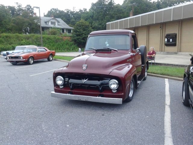 Burgundy 1954 Ford F100 Standard Cab Pickup with Gray interior