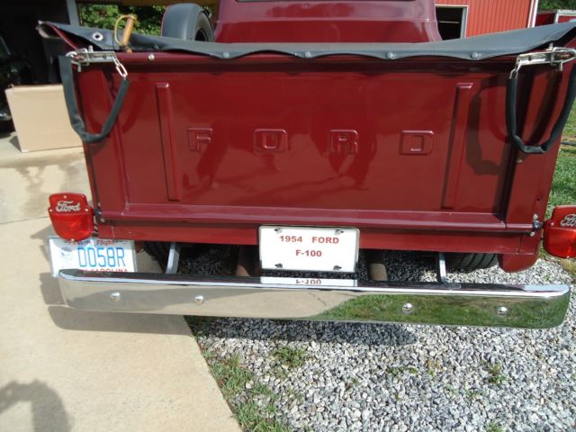 Burgundy 1954 Ford F100 Standard Cab Pickup with Gray interior