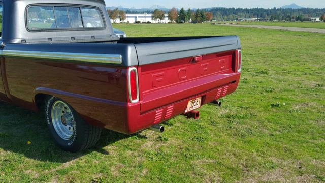 Burgundy / Silver 1965 Ford F-100 Pickup with Gray interior