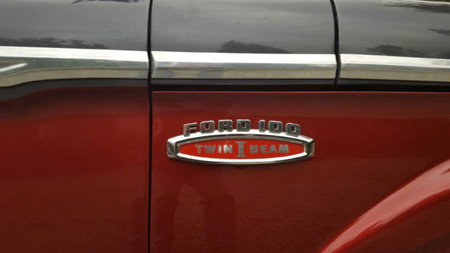 Burgundy / Silver 1965 Ford F-100 Pickup with Gray interior