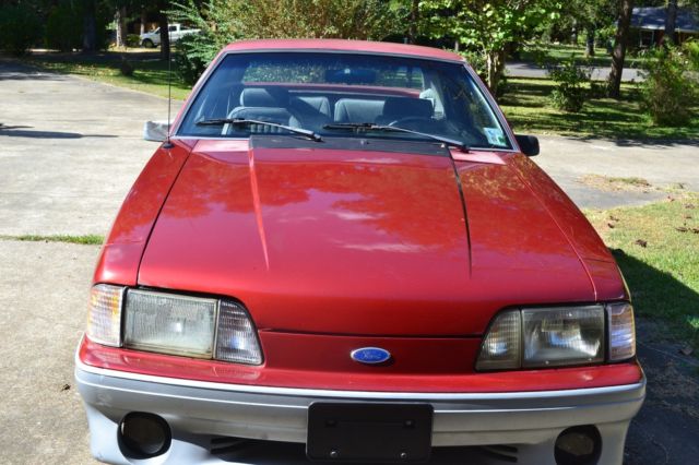 Red 1990 Ford Mustang Hatchback with Gray interior