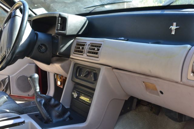 Red 1990 Ford Mustang Hatchback with Gray interior