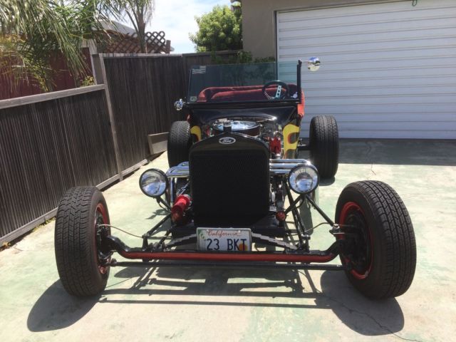 Black w/ Flames 1923 Ford Model T Convertible with Red interior