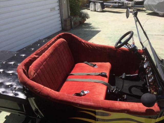 Black w/ Flames 1923 Ford Model T Convertible with Red interior
