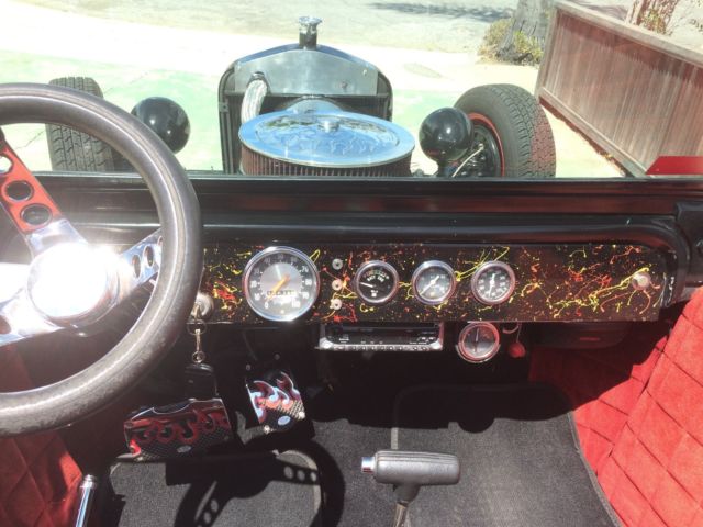 Black w/ Flames 1923 Ford Model T Convertible with Red interior