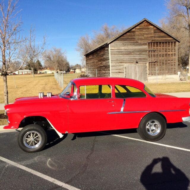 RED 1955 Chevrolet Bel Air/150/210 210 with BLACK interior