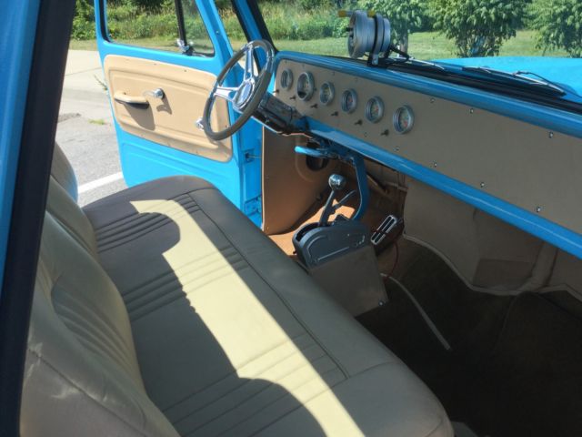 blue 1965 Chevrolet C-10 SB pickup with Tan interior