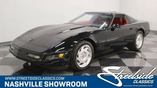 Black 1991 Chevrolet Corvette Coupe with Red interior