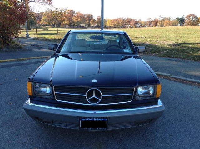 Blue 1984 Mercedes-Benz 500-Series Coupe with Tan interior