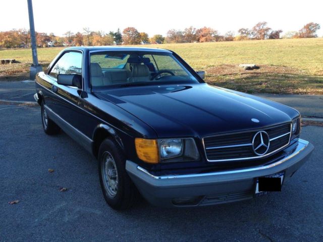 Blue 1984 Mercedes-Benz 500-Series Coupe with Tan interior
