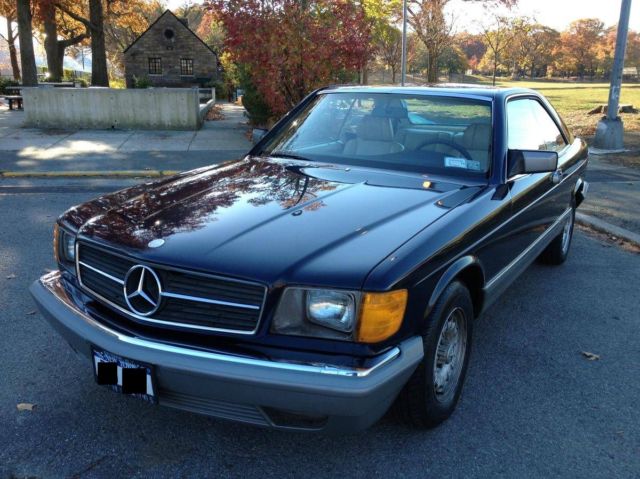 Blue 1984 Mercedes-Benz 500-Series Coupe with Tan interior