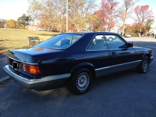 Blue 1984 Mercedes-Benz 500-Series Coupe with Tan interior