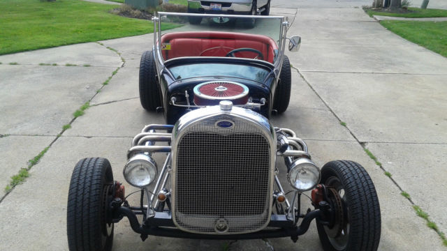 Black 1927 Ford Model A with Red interior