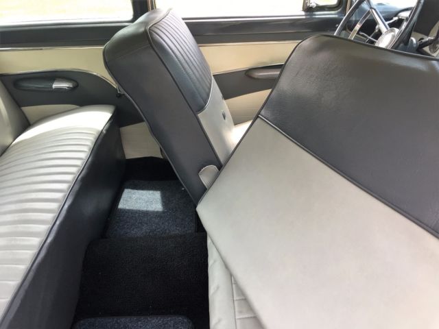 Blue and White 1956 Ford Fairlane Sedan with Gray and White interior