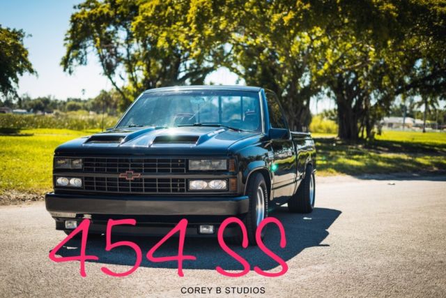 BLACK 1990 Chevrolet SS PICK UP with RED interior