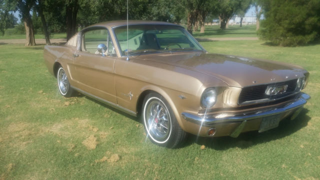 Medium Palomino Metallic 1966 Ford Mustang Fastback with Parchment w/ Palomino interior
