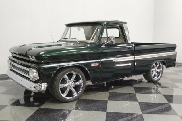 Green 1966 Chevrolet C-10 Pickup Truck with Tan interior