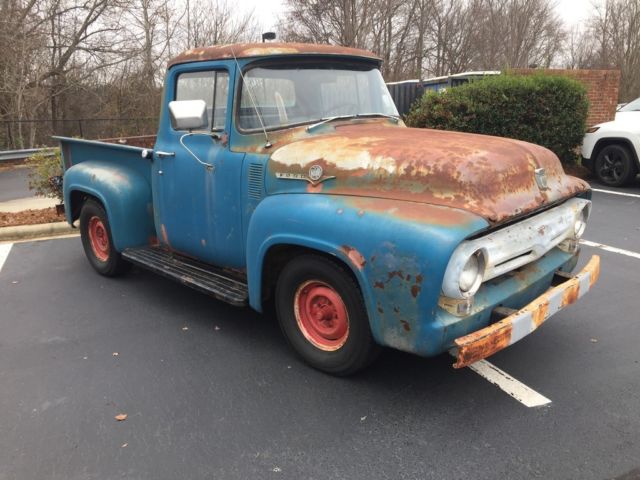 Blue 1956 Ford F-100 Standard Cab Pickup with Black interior