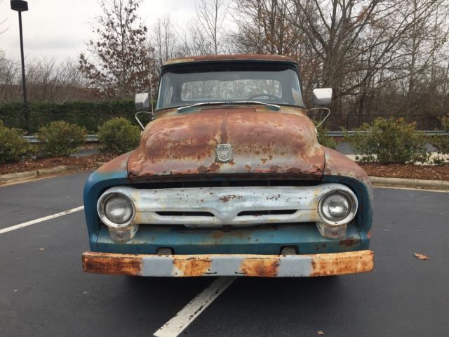 Blue 1956 Ford F-100 Standard Cab Pickup with Black interior