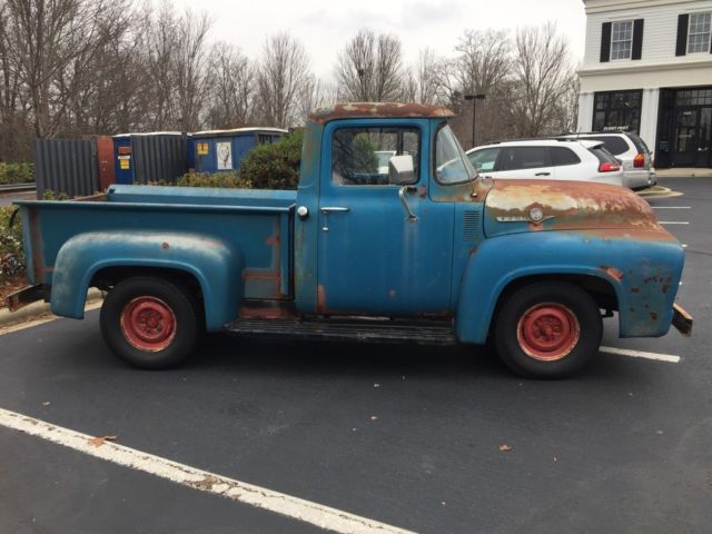 Blue 1956 Ford F-100 Standard Cab Pickup with Black interior