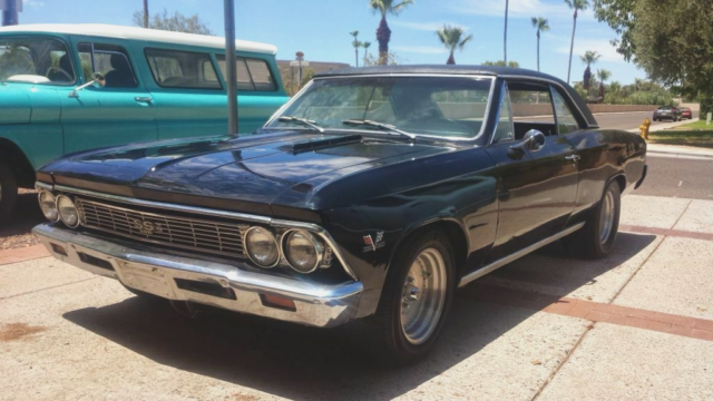 Black 1966 Chevrolet Chevelle Coupe with Black interior