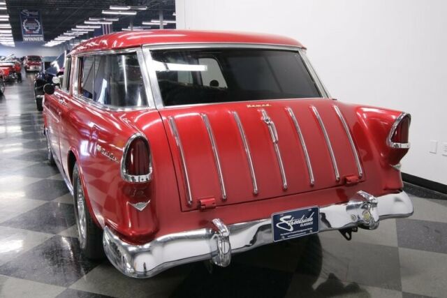 Red 1955 Chevrolet Nomad Station Wagon with Brown interior