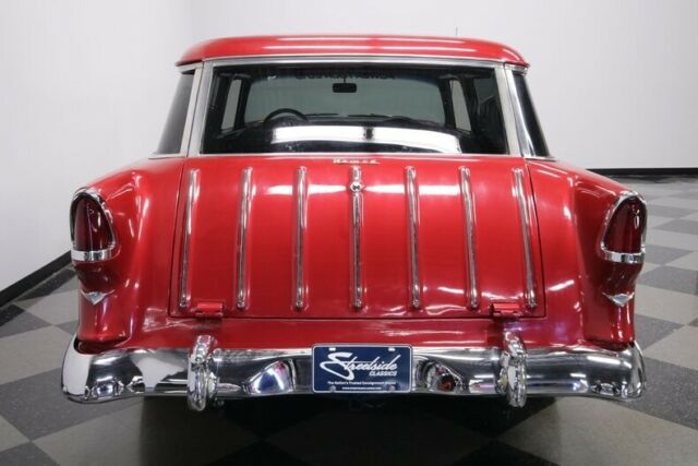 Red 1955 Chevrolet Nomad Station Wagon with Brown interior