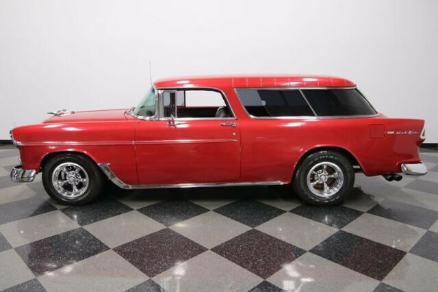 Red 1955 Chevrolet Nomad Station Wagon with Brown interior