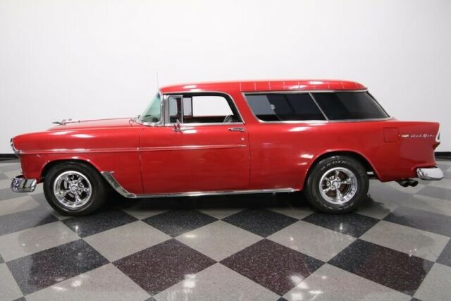 Red 1955 Chevrolet Nomad Station Wagon with Brown interior