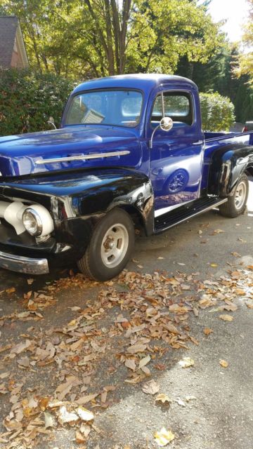 Blue 1951 Ford F-150 truck with Blue interior