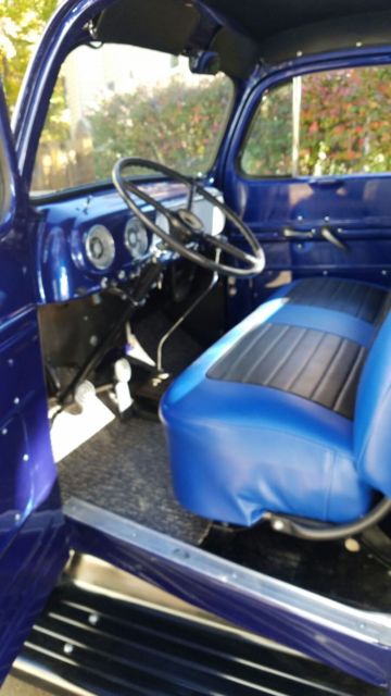 Blue 1951 Ford F-150 truck with Blue interior